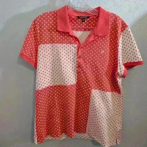 Ralph Lauren Tops - Ralph Lauren polka dot patchwork polo shirt